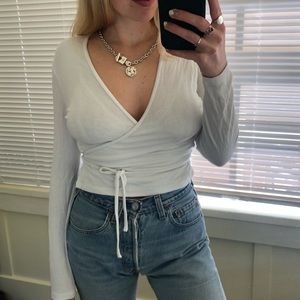 American Apparel White Wrap Top